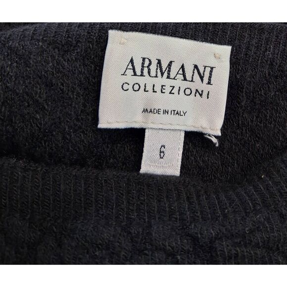Armani collezioni womens small sz 6 fitted tube top black wool silk beaded strap - Picture 5 of 8